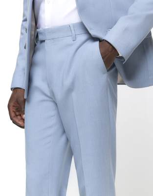 Asos River Island Textured Suit Trouser In Blue