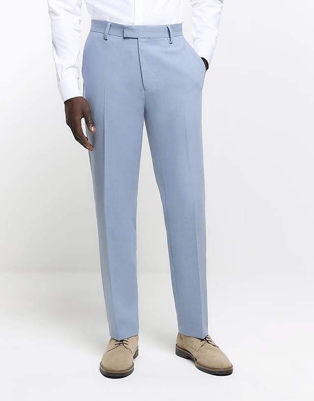 asos River Island textured suit trouser in blue