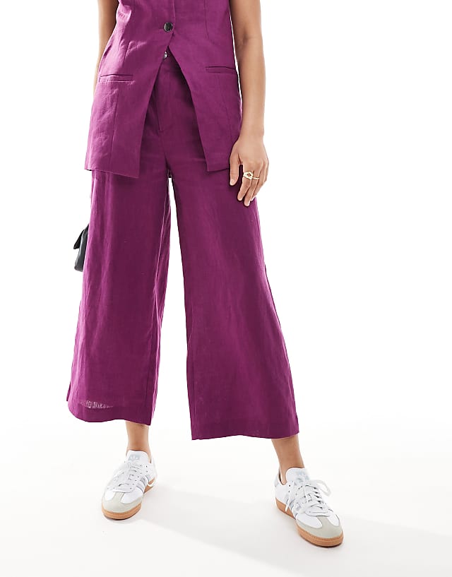 Asos Scalpers Linen Plain Pants In Purple