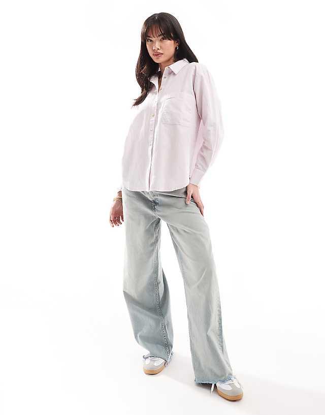 Asos Scalpers Linen Stripes Shirt In Pink