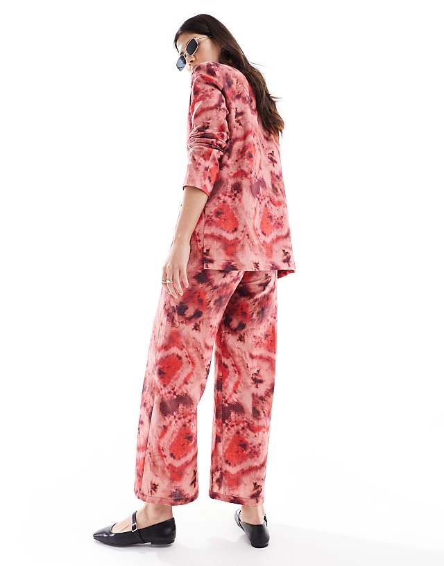 Asos Scalpers Tie Dye Linen Pant In Red