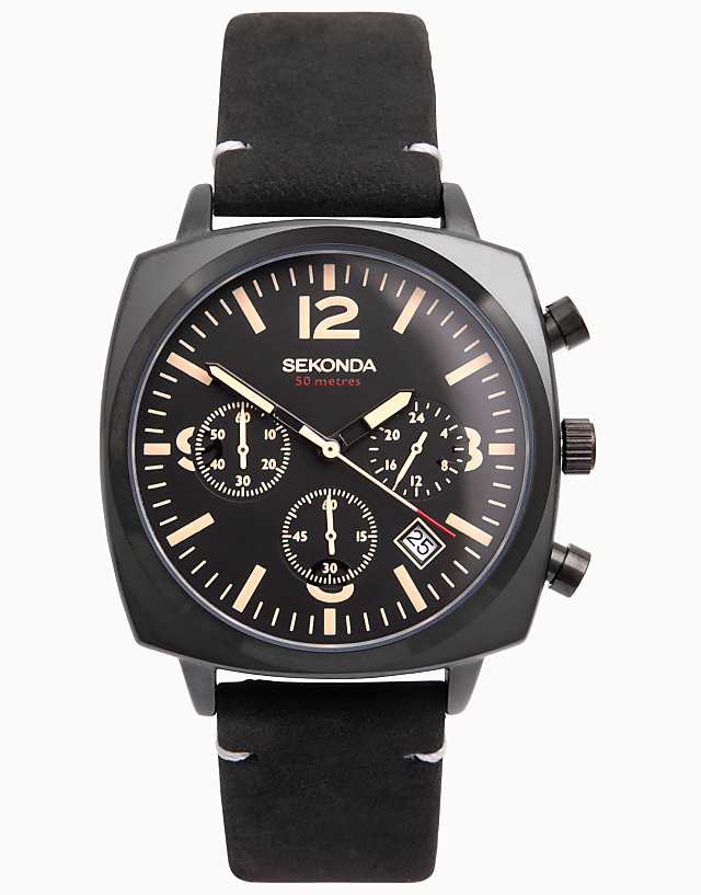 asos Sekonda analogue watch in black