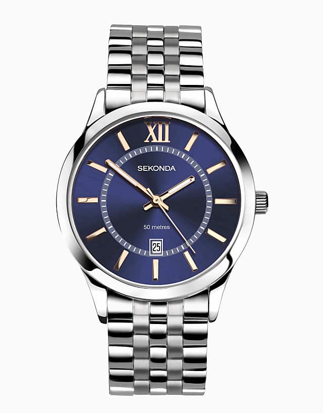 asos Sekonda analogue watch in silver & blue