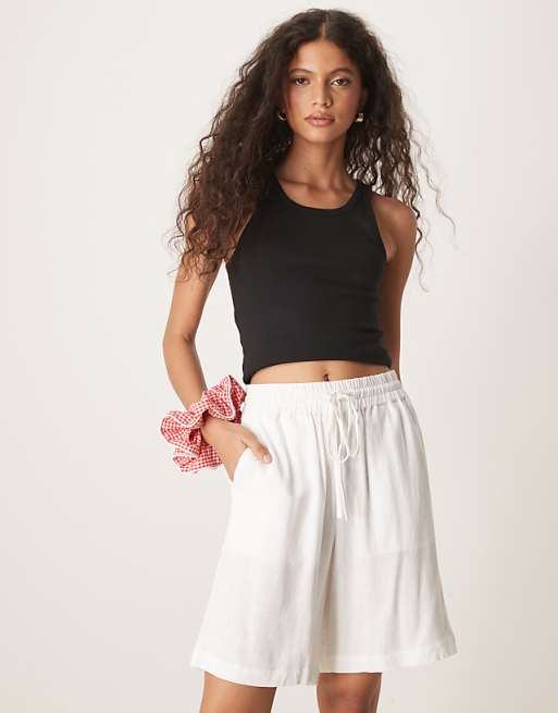 Asos Selected Femme Linen Shorts In White