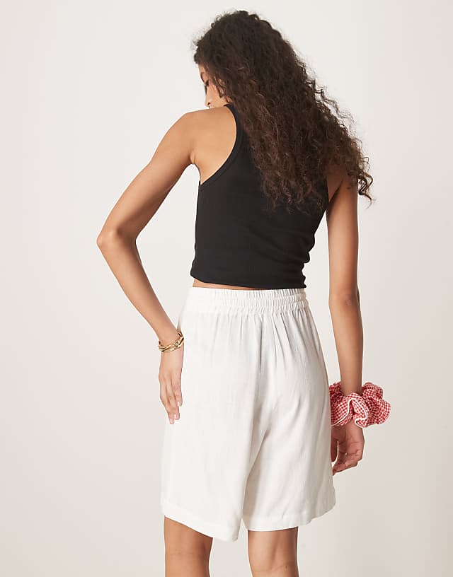 Asos Selected Femme Linen Shorts In White