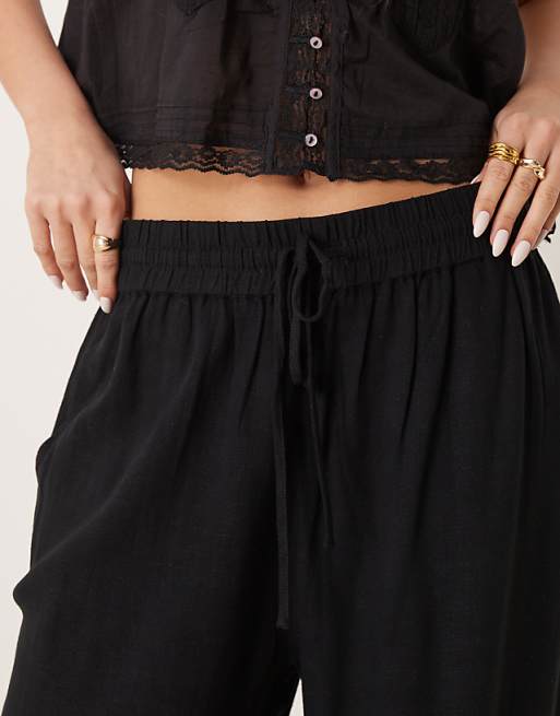Asos Selected Femme Linen Trouser In Black