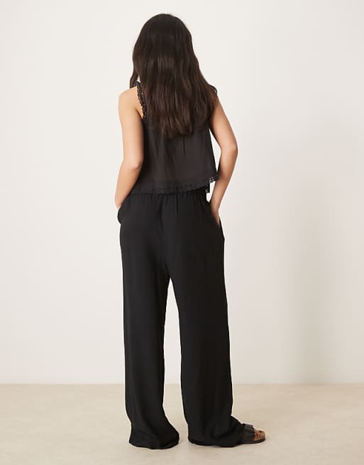 Asos Selected Femme Linen Trouser In Black