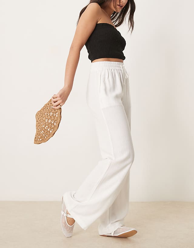 asos Selected Femme linen trouser in white