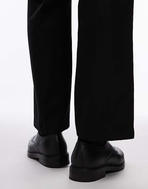 Asos Selected Homme Leather Derby Shoes In Black