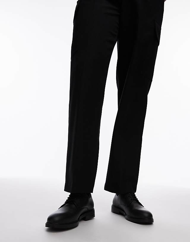 asos Selected Homme Leather derby shoes in black