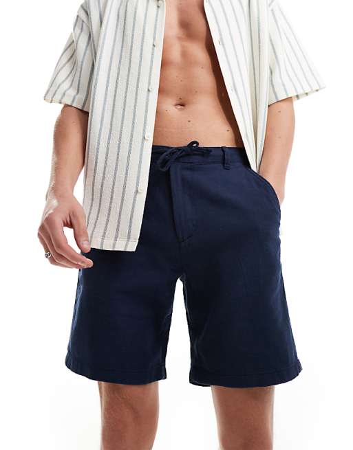 asos Selected Homme linen mix shorts in navy