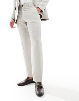 Asos Selected Homme Linen Mix Suit In Beige - BEIGE