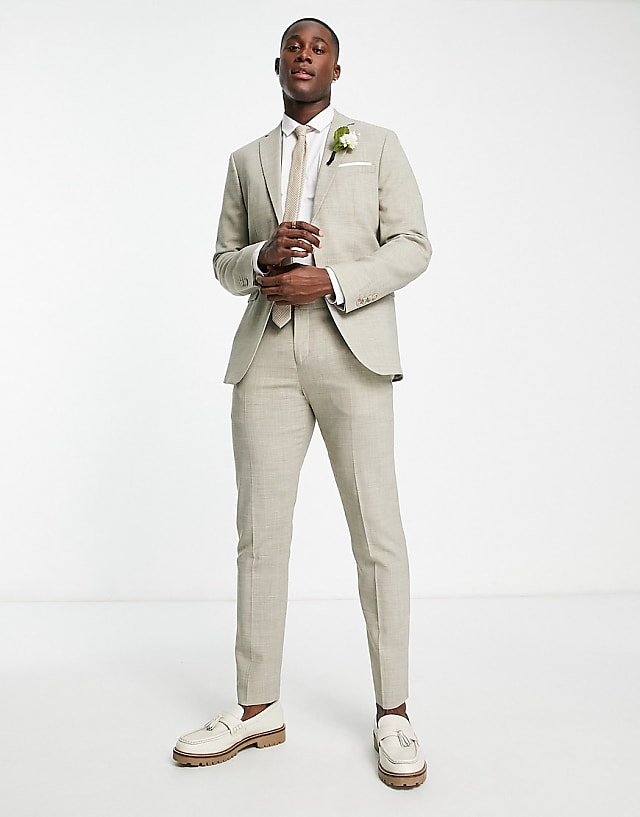 asos Selected Homme linen mix suit in beige