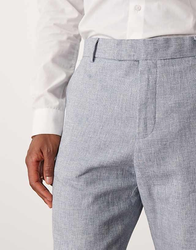 Asos Selected Homme Linen Mix Suit Trouser In Blue