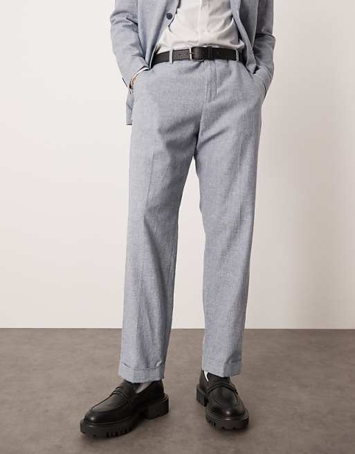 Asos Selected Homme Linen Mix Suit Trouser In Blue