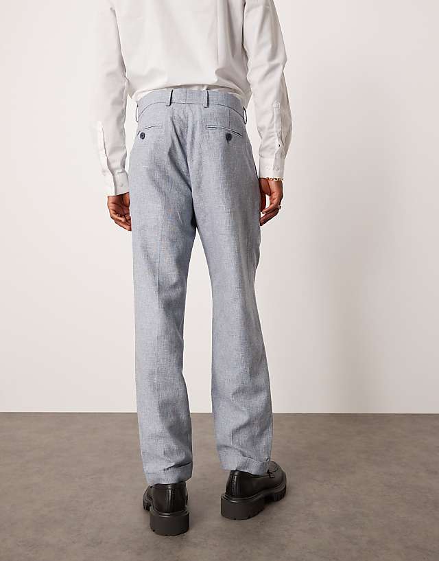 Asos Selected Homme Linen Mix Suit Trouser In Blue