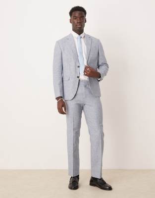 Asos Selected Homme Malik Linen Suit In Light Blue