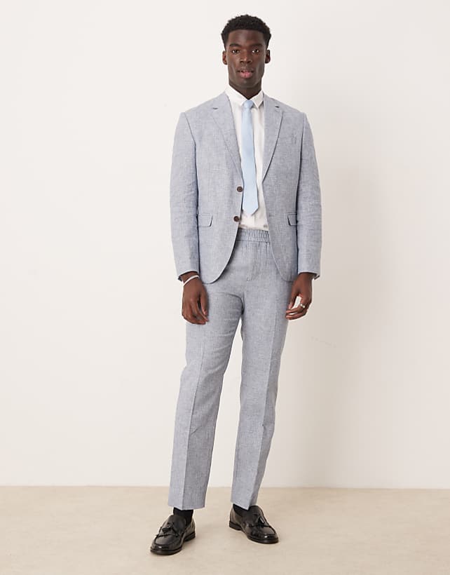 asos Selected Homme Malik Linen Suit in light blue