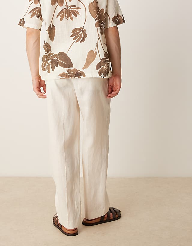 Asos Selected Homme Pure Linen Trousers In White