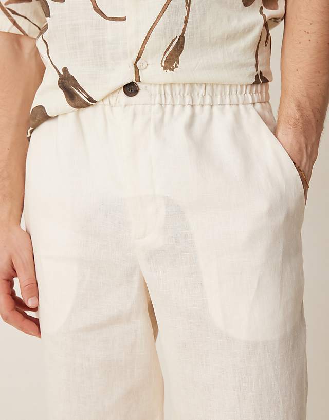 Asos Selected Homme Pure Linen Trousers In White