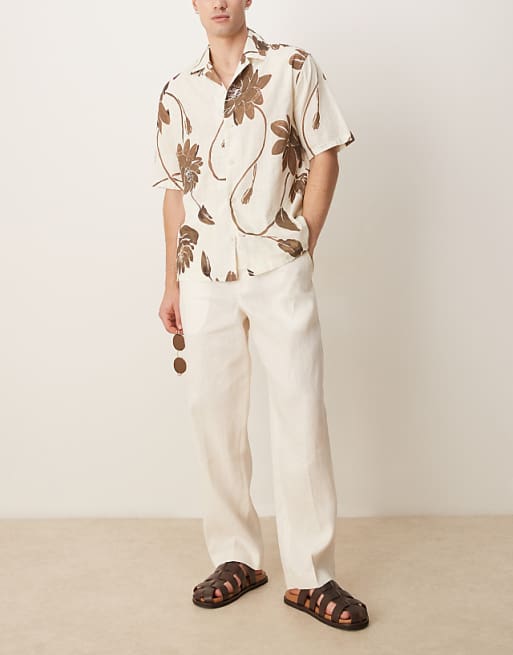 asos Selected Homme pure linen trousers in white