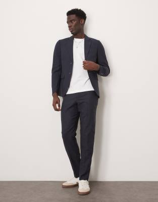 Asos Selected Homme Reed Wool Mix Suit In Navy