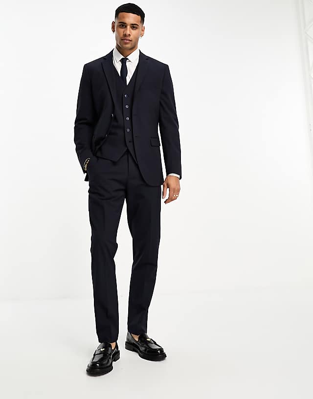 asos Selected Homme slim fit suit in Navy Blazer