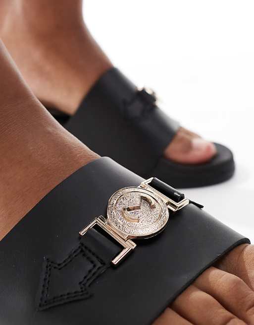 Asos SEQWL ITA Sandals With Buckle Stap In Black
