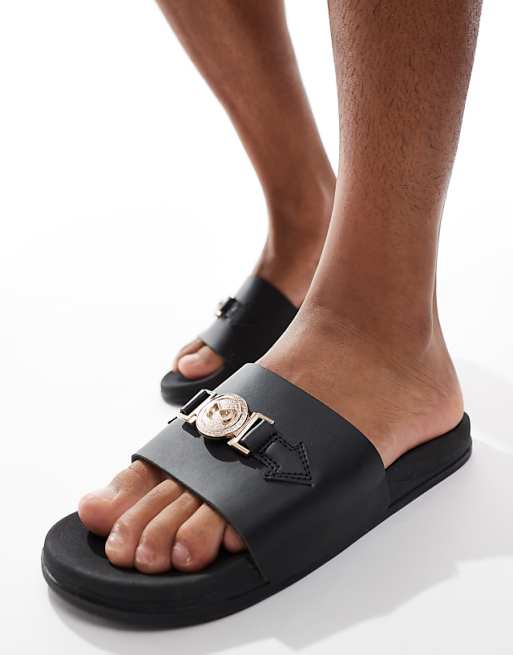 Asos SEQWL ITA Sandals With Buckle Stap In Black
