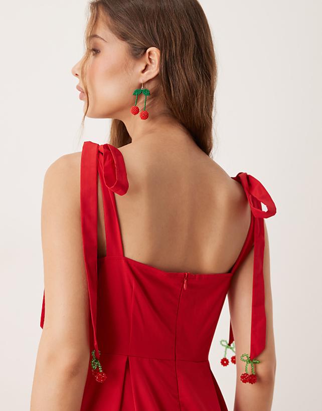 Asos Sister Jane Bow Shoulder Midaxi Dress In Red