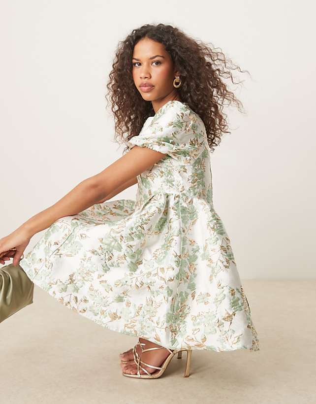 asos Sister Jane jacquard mini dress in green