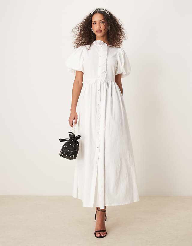 Asos Sister Jane Ruffle Maxi Dress In Ivory