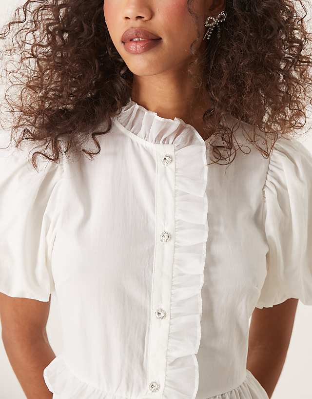 Asos Sister Jane Ruffle Maxi Dress In Ivory