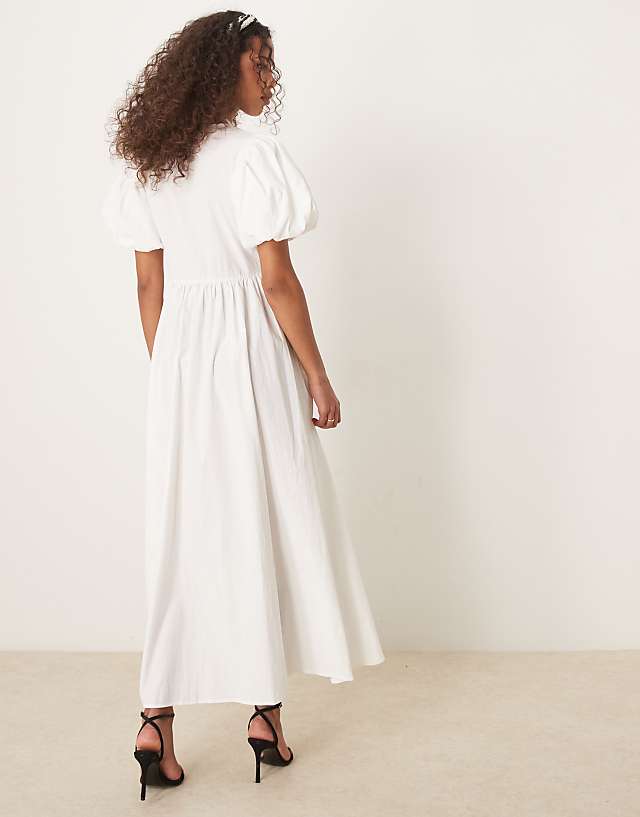Asos Sister Jane Ruffle Maxi Dress In Ivory