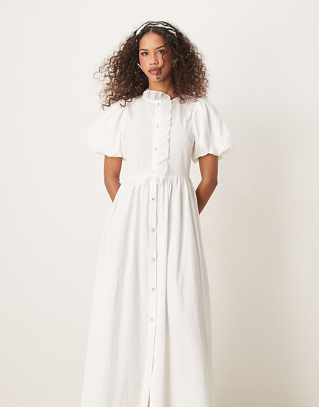 asos Sister Jane ruffle maxi dress in ivory