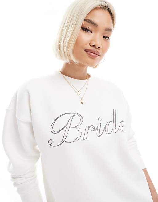 asos Six Stories Bride sweatshirt co-ord in ivory