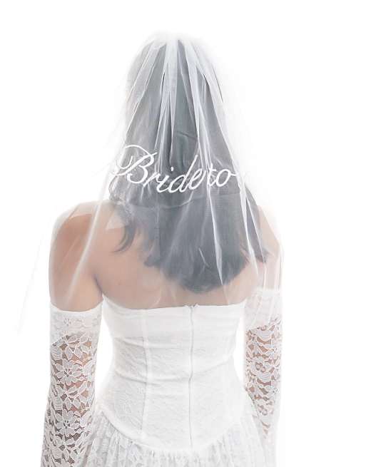 asos Six Stories Bride to Be tulle veil in ivory
