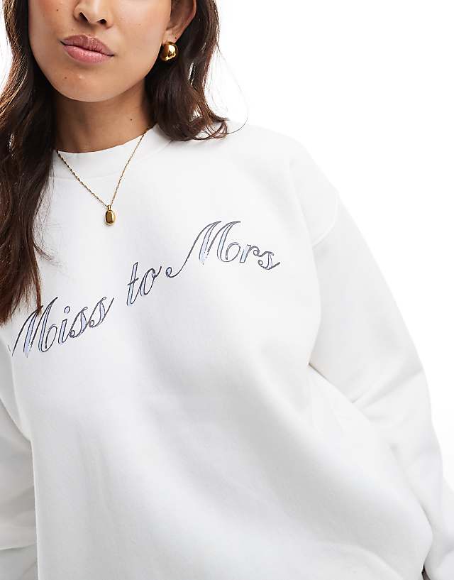 Asos Six Stories Miss To Mrs Sweatshirt In Ivory