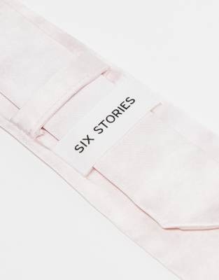 Asos Six Stories Satin Tie In Powder Pink