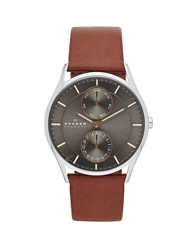 asos Skagen SKW6086 Holst leather watch in brown
