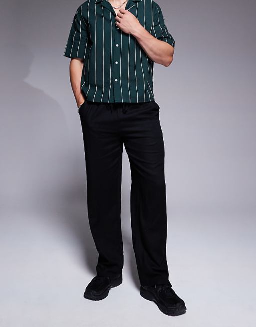 Asos South Beach Linen Blend Beach Co-ord In Black