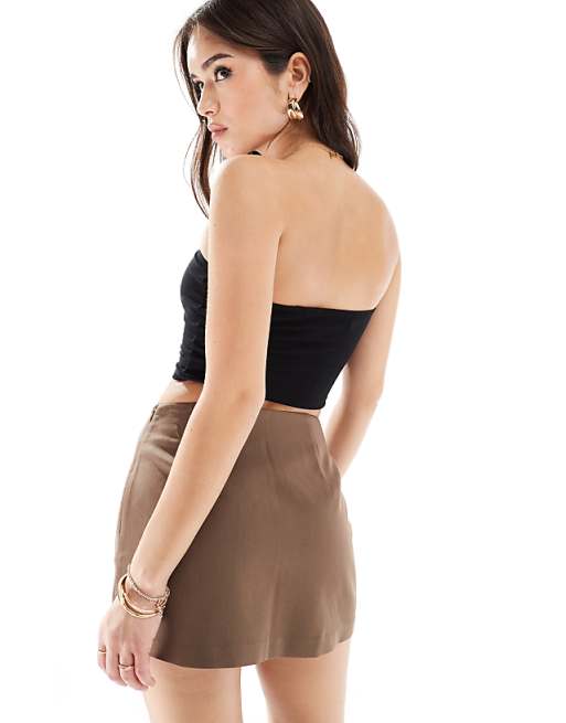 Asos Stradivarius 90's Mini Skort In Brown