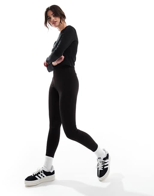 Asos Stradivarius Cotton Long Sleeve Top In Black