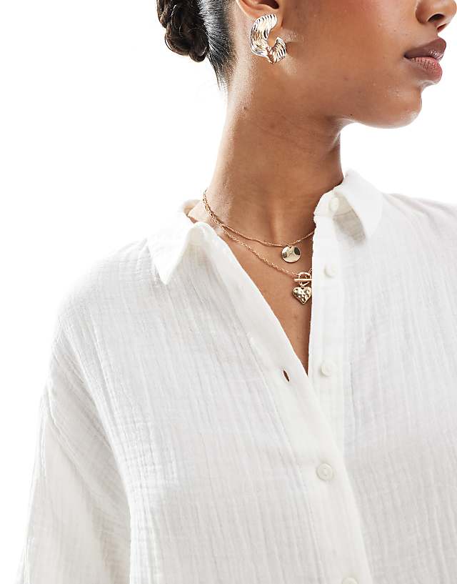 Asos Stradivarius Cotton Shirt In White