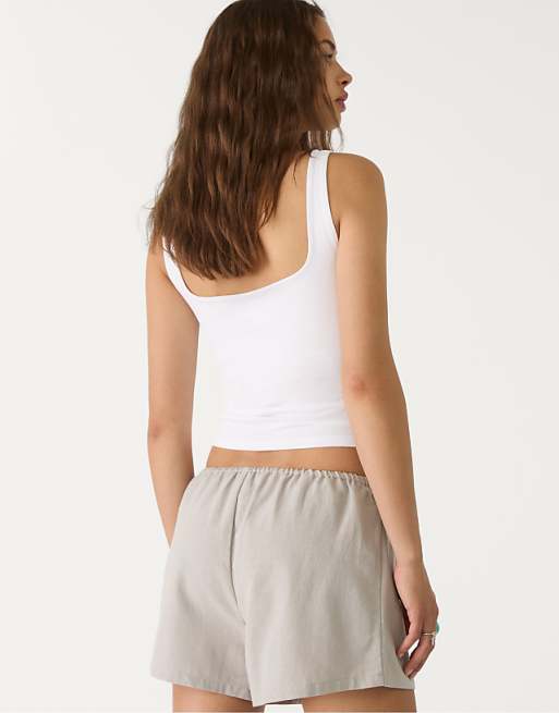 Asos Stradivarius Linen Blend Shorts In Grey