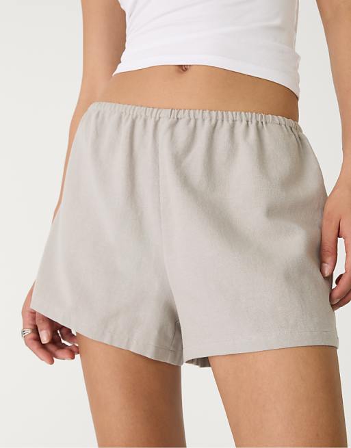 asos Stradivarius linen blend shorts in grey