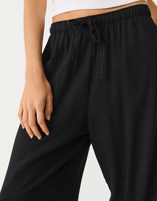 Asos Stradivarius Linen Blend Trousers In Black