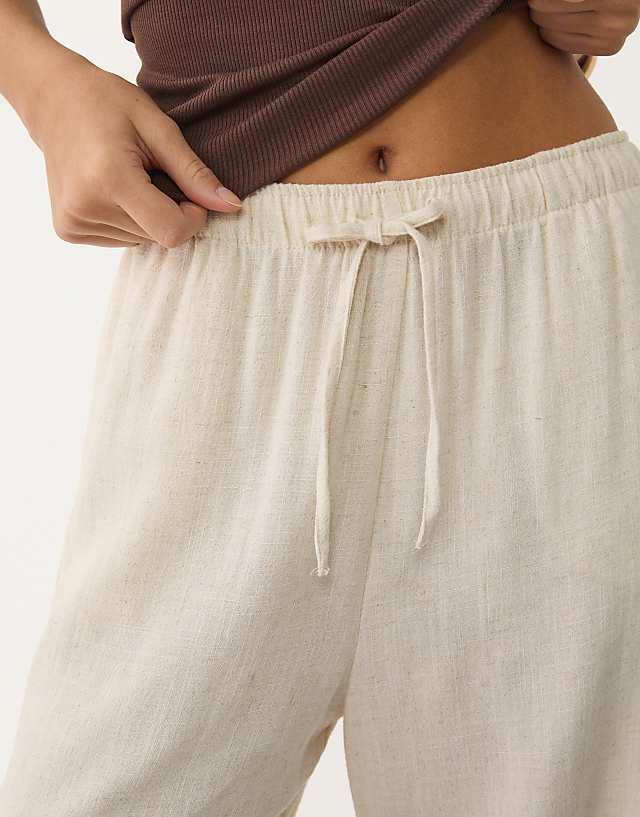 Asos Stradivarius Linen Blend Trousers In Stone