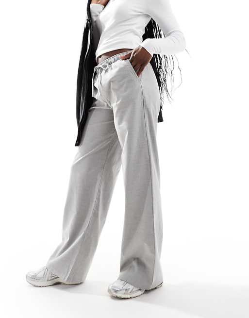 Asos Stradivarius Pull On Trouser In Light Grey