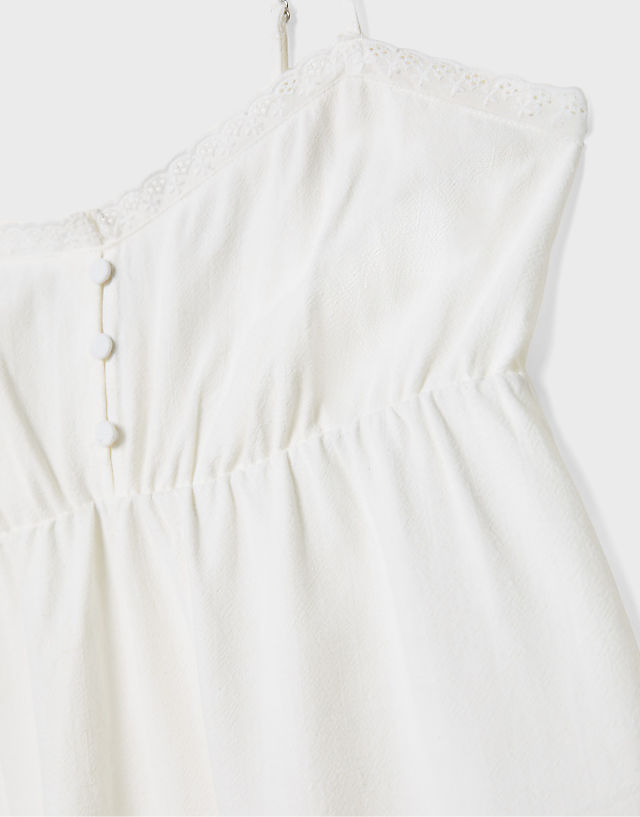 Asos Stradivarius Strappy Linen Blend Top In White